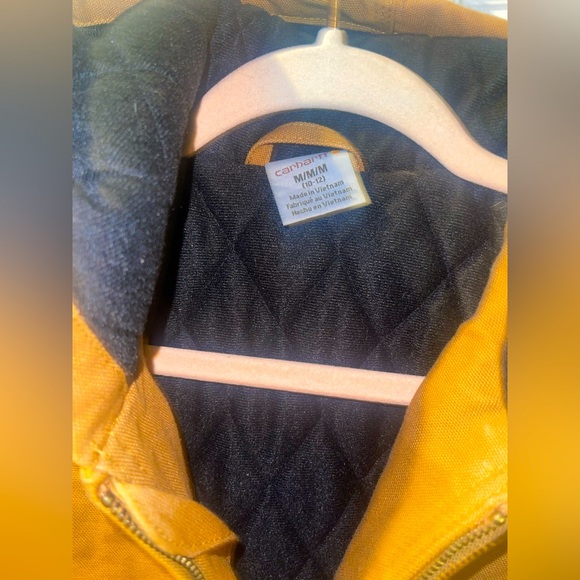 Boys Carhartt Medium 10/12 brown hooded coat lined cuffed - Picture 3 of 6